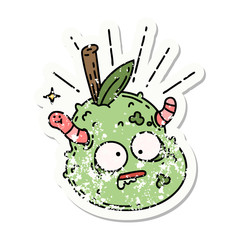 grunge sticker of tattoo style rotten pear