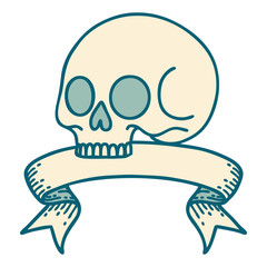 tattoo with banner of a skull