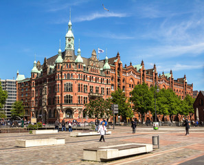 Obraz premium Famous Speicherstadt warehouse district in Hamburg within the HafenCity quarter, Germany. Hamburg 