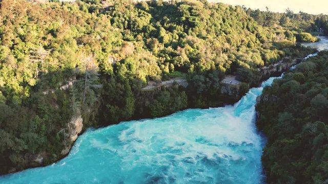 aerial of Huka falls, Waikato river, taupo, New Zealand