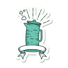 sticker of tattoo style coffee jug