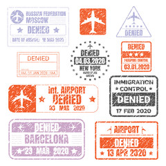 Stamp Denied Document Passport And Visa Grunge Style