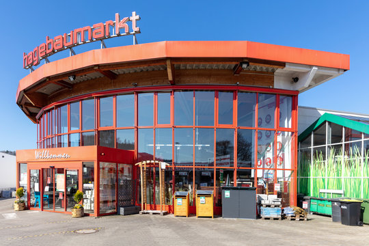 OVERATH, GERMANY - APRIL 5, 2020: Hagebaumarkt hardware store. Hagebaumarkt is a German DIY-store chain offering home improvement and do-it-yourself goods.