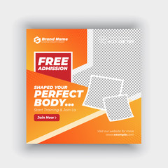 Modern promotion square web banner for social media mobile apps