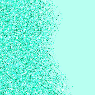 Green Glitter Texture Border Over White Background
