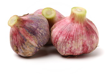 Obraz premium Fresh young garlic isolated on white background