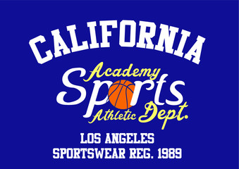 Fototapeta na wymiar California Los Angeles College basketball graphic design vector art
