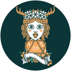 human druid with natural twenty dice roll icon