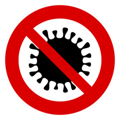 Stop Coronavirus icon. Red prohibit sign. Vector illustration isolated on white background.