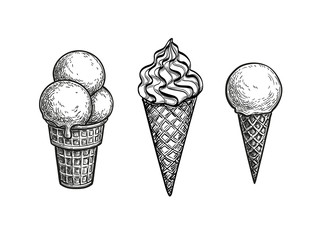 Ink sketch of ice cream cones.