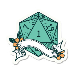 natural one d20 dice roll sticker