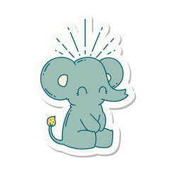 sticker of tattoo style cute elephant