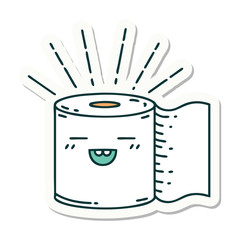 sticker of tattoo style toilet paper character