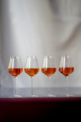 Glasses of rose wine on summer terrace