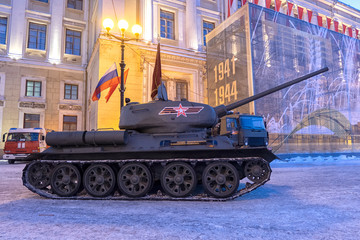 RUSSIA - MAY 9, Russian military transport at the parade on annual Victory Day.