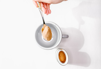 Cocoa drink and cup.