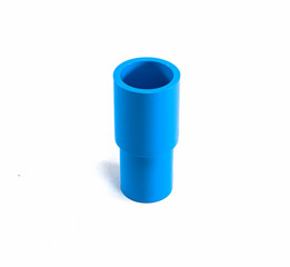 Obraz premium PVC Pipe fitting , PVC Pipe connections , PVC Coupling, The collection of Blue PVC Pipe fittings joint on white background