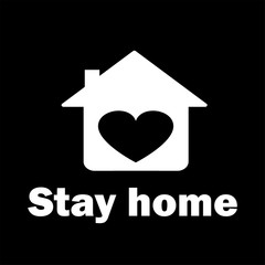 Instagram stay home sticker story, House with heart shape, love stay at home care symbol, vector illustration isolated on white background in trendy linear line style