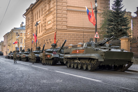 RUSSIA - MAY 9, Russian military transport at the parade on annual Victory Day.