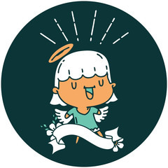 icon of tattoo style singing angel