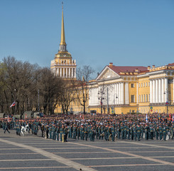 Naklejka premium RUSSIA - MAY 9, Russian military transport at the parade on annual Victory Day.
