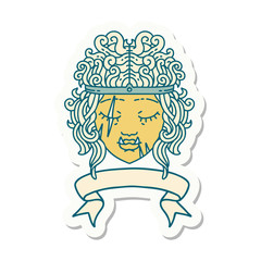 orc barbarian character face with banner sticker