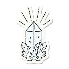grunge sticker of tattoo style quartz crystal