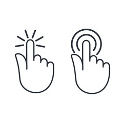 Click select, press.Set of vector icons isolated on white background.