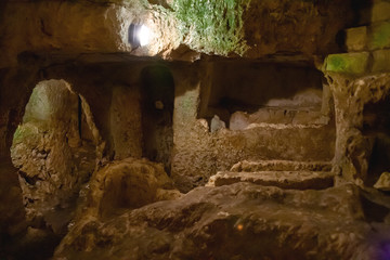 Ancient christian cemetery (catacombs) of Saint Paul. Famous historical landmark in Rabat, Malta.