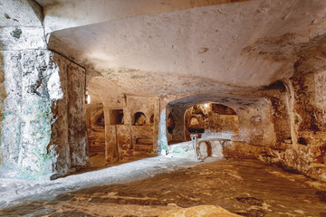 Ancient christian cemetery (catacombs) of Saint Paul. Famous historical landmark in Rabat, Malta.