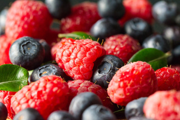 raspberries and blueberries