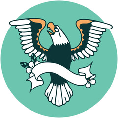 icon with banner of an american eagle