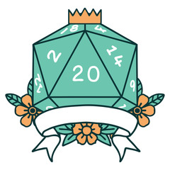 natural 20 critical hit D20 dice roll illustration