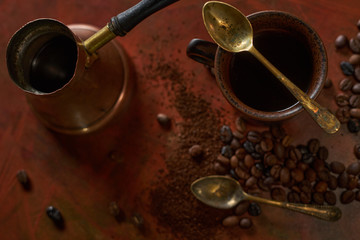 coffee beans in a pot