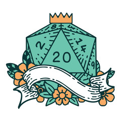 natural twenty D20 dice roll illustration