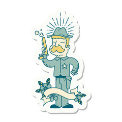 sticker of tattoo style wild west sheriff