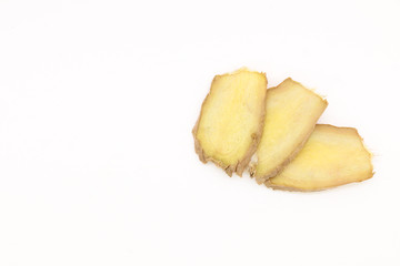 slice ginger, isolated on white background