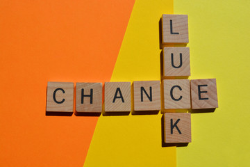 Luck and Chance, crossword isolated on colourful background