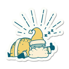 sticker of tattoo style santa claus christmas character sleeping