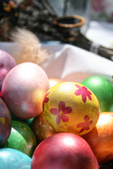 easter eggs in a basket