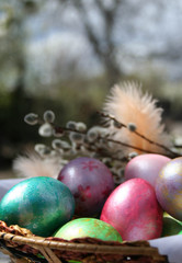 easter eggs in a basket