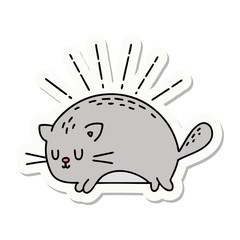 sticker of tattoo style happy cat