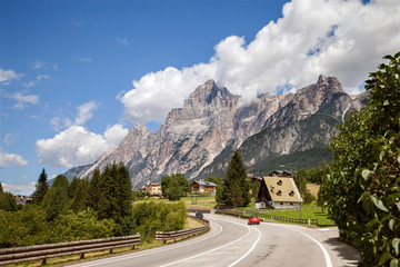 mountain road in the valley Cadore in summer