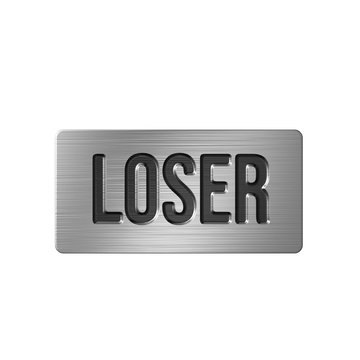 Loser door plate. Steel office signboard with loser text. Failure concept. 3d render.