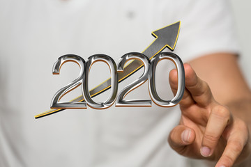 business year 2020 up goals and  success illustration