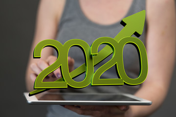 business year 2020 up goals and  success illustration