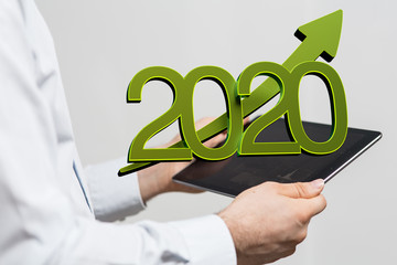 business year 2020 up goals and  success illustration