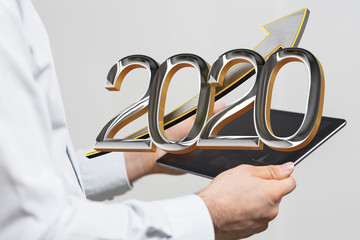 business year 2020 up goals and  success illustration