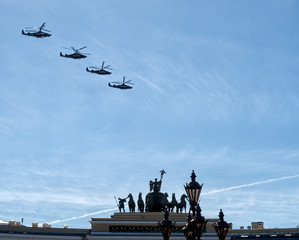 Fototapeta na wymiar RUSSIA - MAY 9, Russian military transport at the parade on annual Victory Day.