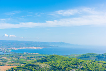 Fototapeta na wymiar Panoramic view of Alghero coastline on a sunny day